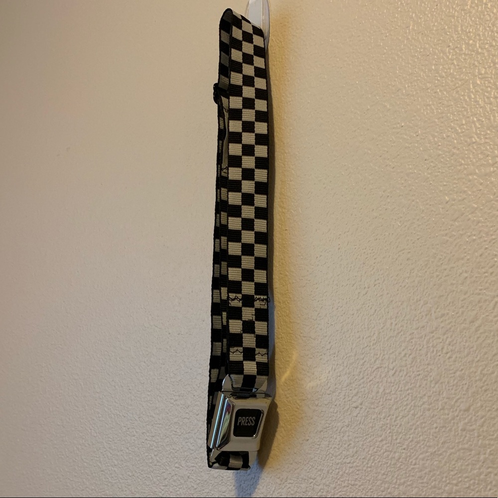 Checkered Black and White Seat Belt Buckle Belt